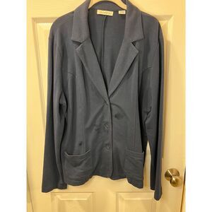 Liz Claiborne Navy Blue Casual Blazer Jacket Comfortable Stretch Women's-SZ XL